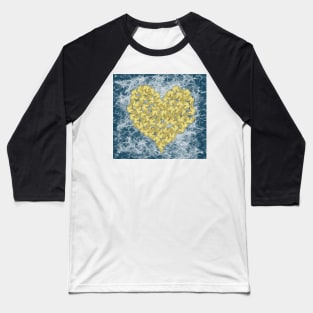 Gold butterflies in heart shape on teal web Baseball T-Shirt